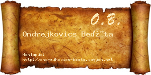 Ondrejkovics Beáta névjegykártya